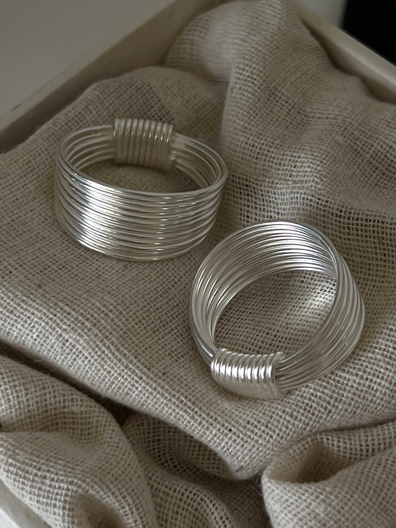 Flerskikts Linie Sterling Sølv Ring