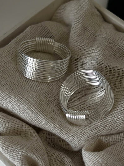 Flerskikts Linie Sterling Sølv Ring
