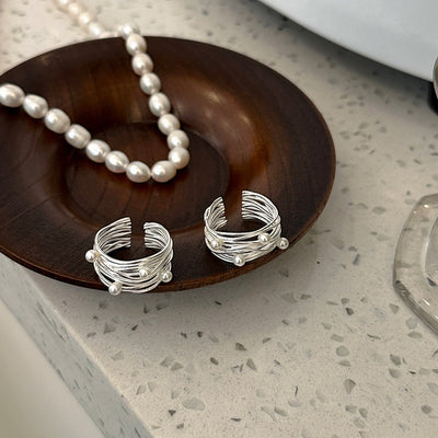 Vridset Sterling Sølv Perle Ring