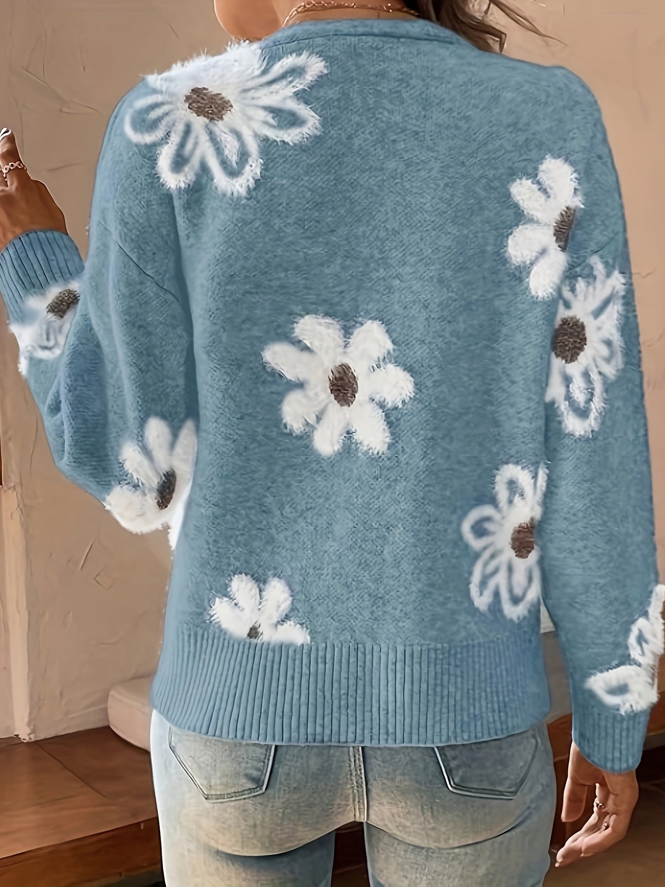Nina | Strikket Cardigan med Blomstermønster - Olsen Official