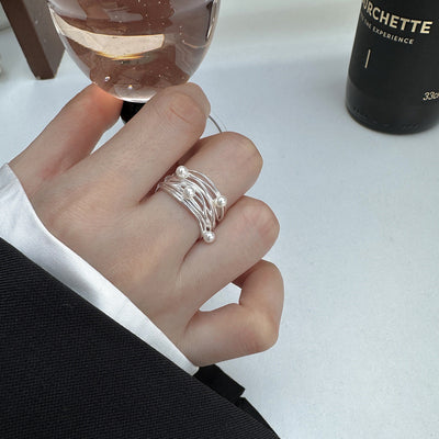 Vridset Sterling Sølv Perle Ring