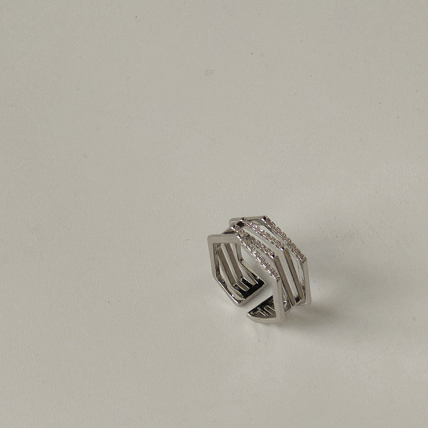 Zirkon Sekskant Justerbar Ring