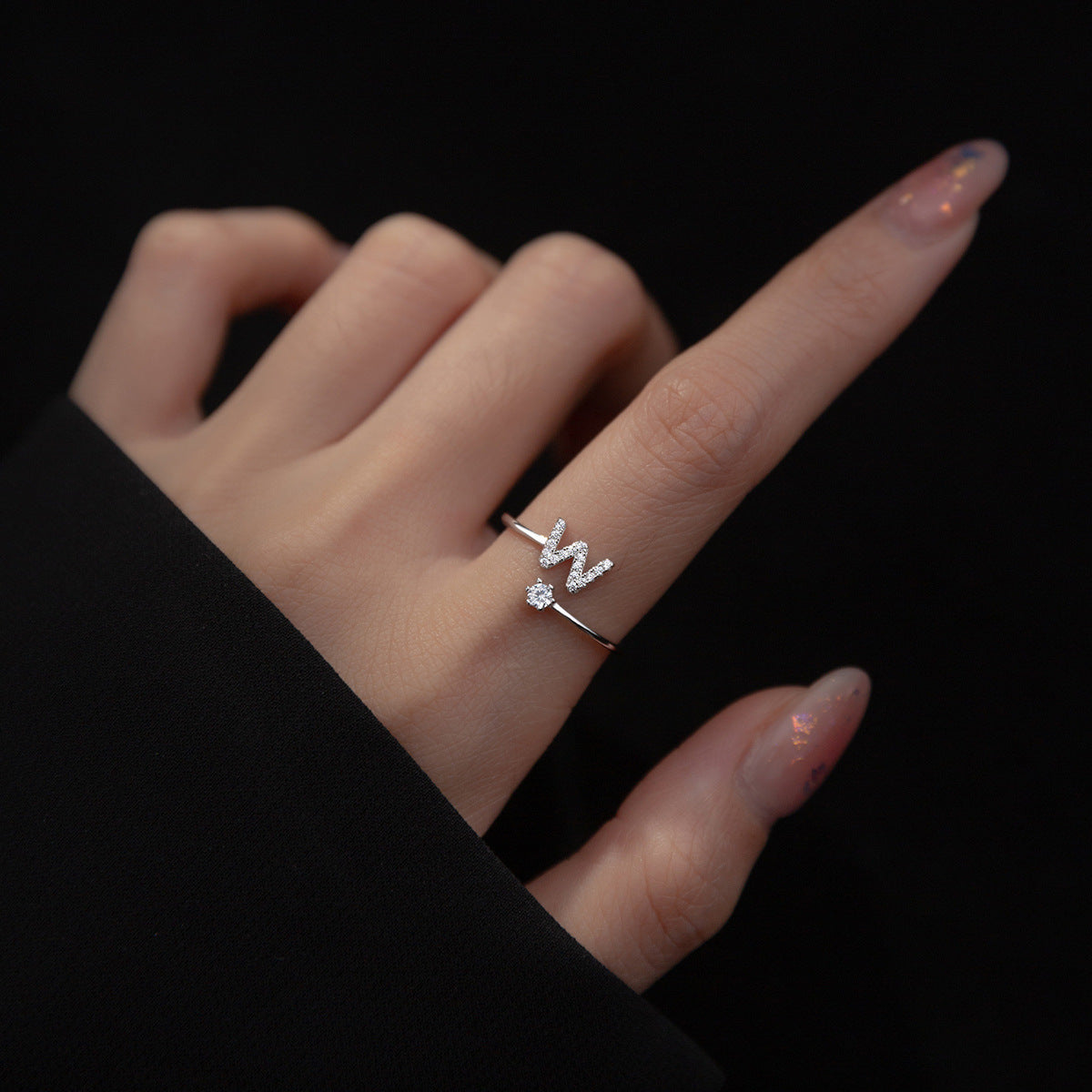 Zirkonia Bogstav Sterling Sølv Ring