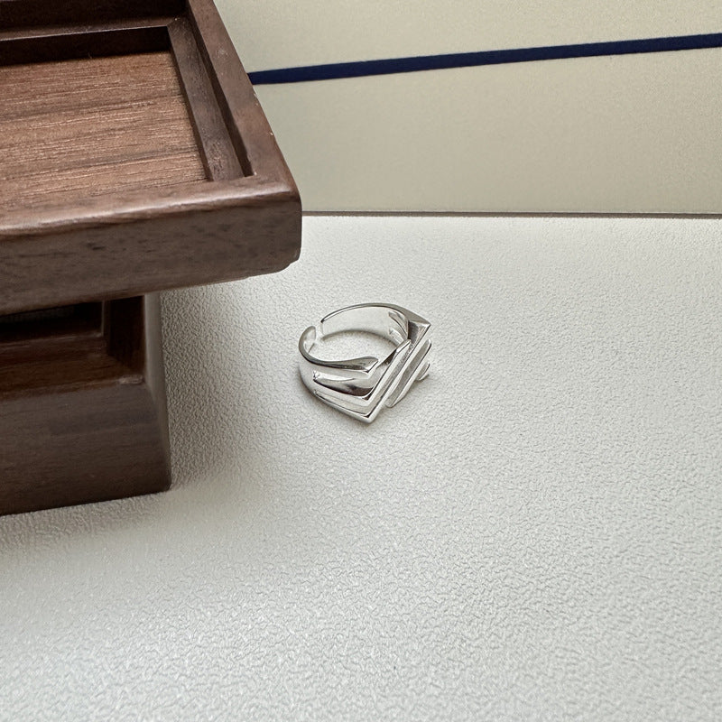Sølvlagdelt Twill justerbar ring