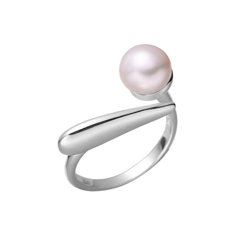 Sterling Sølv Sammenflettet Perle Ring