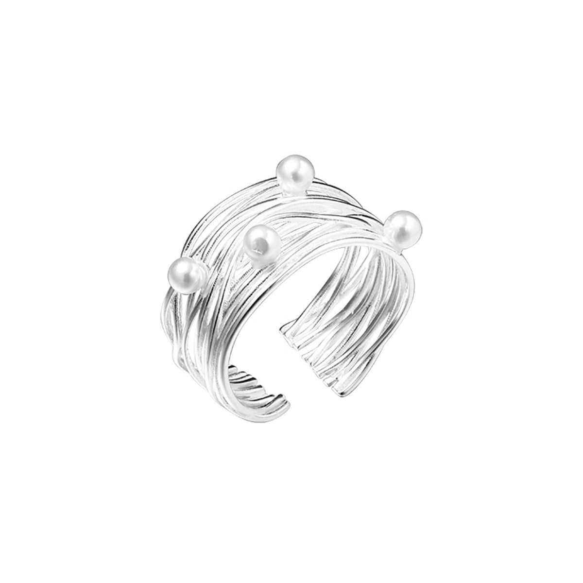 Vridset Sterling Sølv Perle Ring