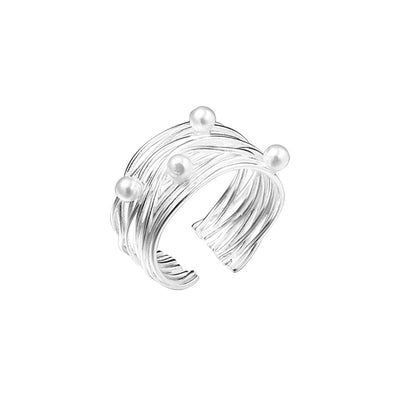 Vridset Sterling Sølv Perle Ring