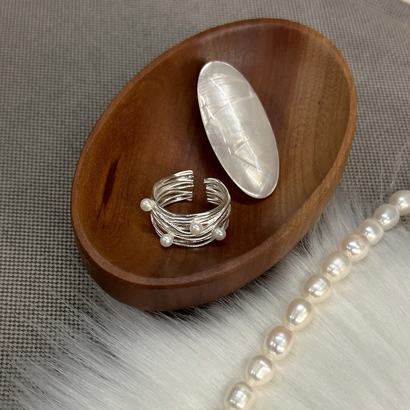 Vridset Sterling Sølv Perle Ring