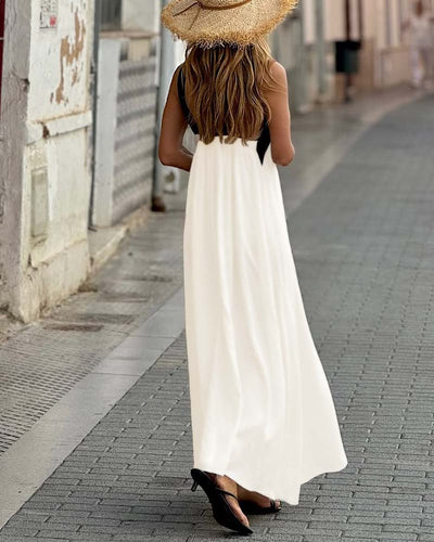 Rosea Elegant Maxi Kjole med Krydsede Stropper