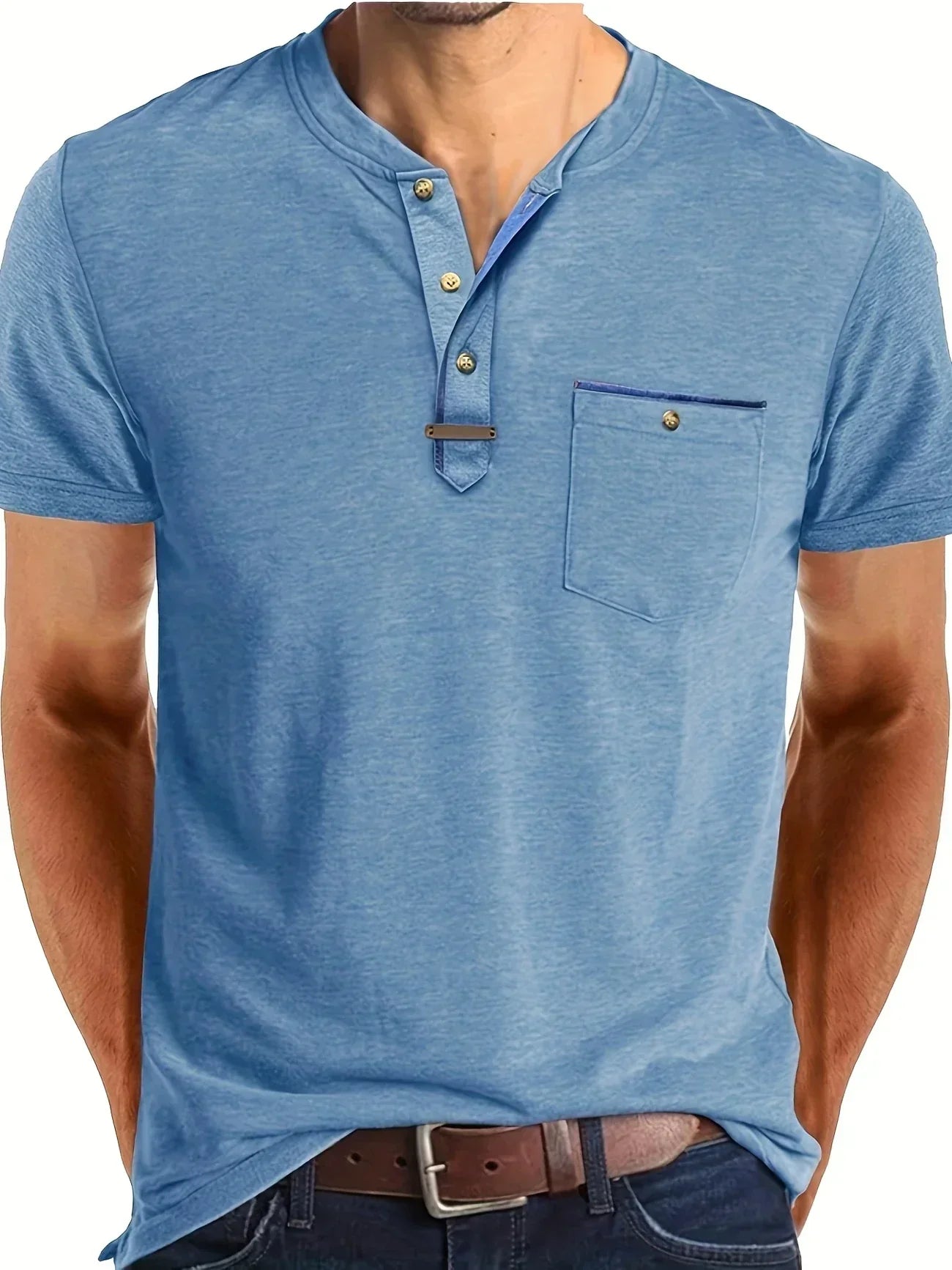 Saxon - Elegant Rund Hals T-shirt Med Lomme