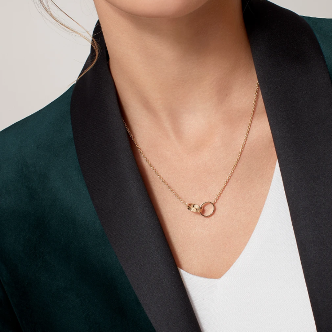KÆRLIGHED HALSKETTE DOPPELRING | GULD