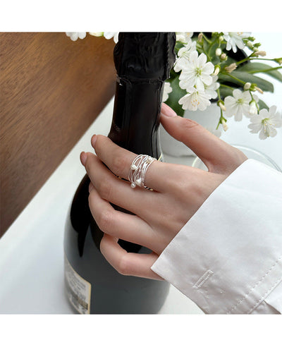 Vridset Sterling Sølv Perle Ring