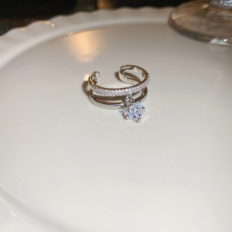 Sølv Zirkonia Hjerte-vedhæng Ring