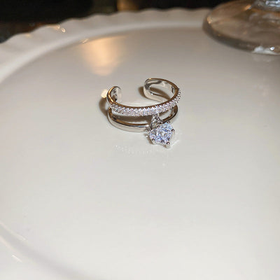 Sølv Zirkonia Hjerte-vedhæng Ring