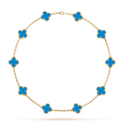 HALSKETTE KLEEBLATT 10 DESIGNS | BLAU