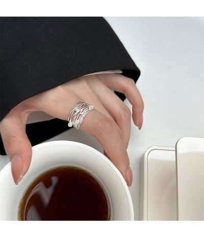 Vridset Sterling Sølv Perle Ring