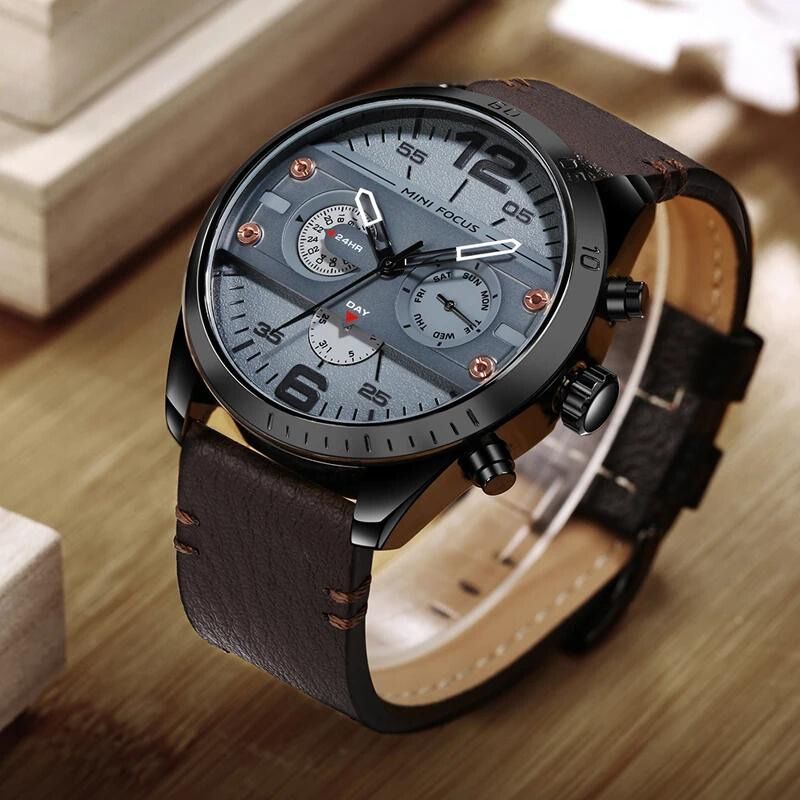 Luksus Læderrem Quartz Chronograph Sportsur