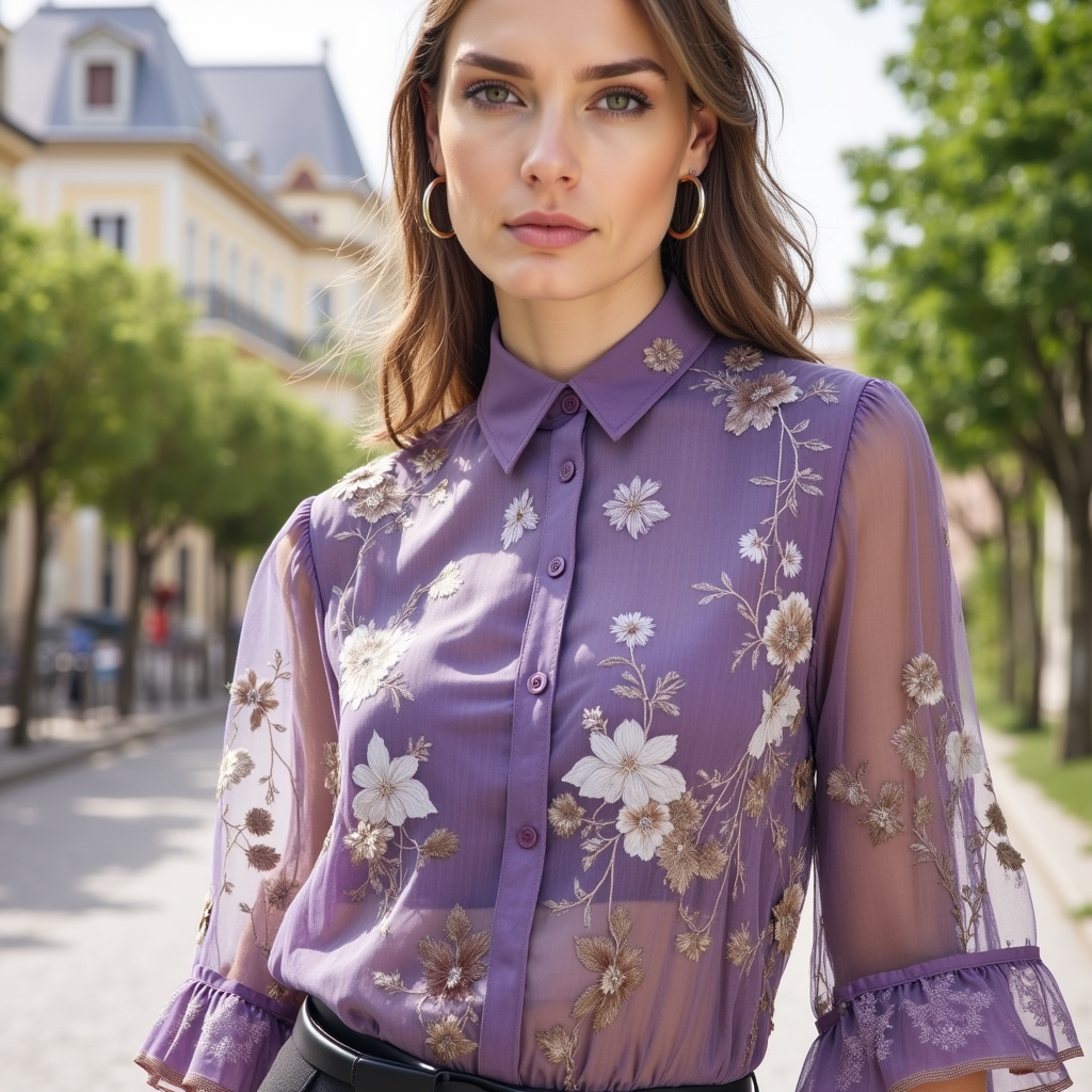 Eloise™ | Elegant Broderet Bluse™ fra Olsen & Olsen - Olsen Official