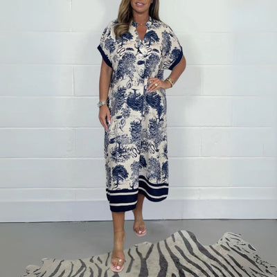 Elegant Kjole Caia™ med Eksklusivt Mønster - Olsen & Olsen - Olsen Official