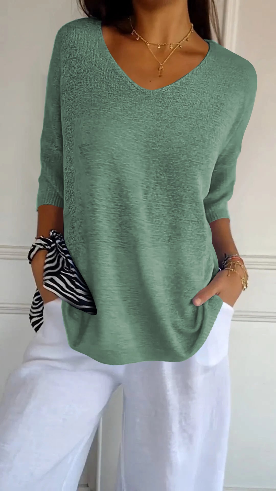 Indila™ | Unifarbenes Stricktop mit V-Ausschnitt - Olsen Official