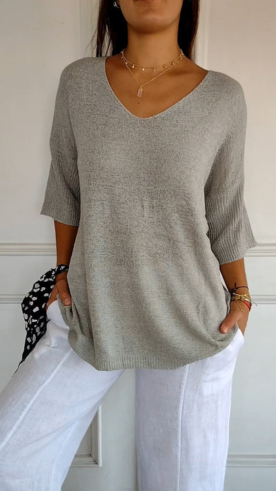 Indila™ | Unifarbenes Stricktop mit V-Ausschnitt - Olsen Official