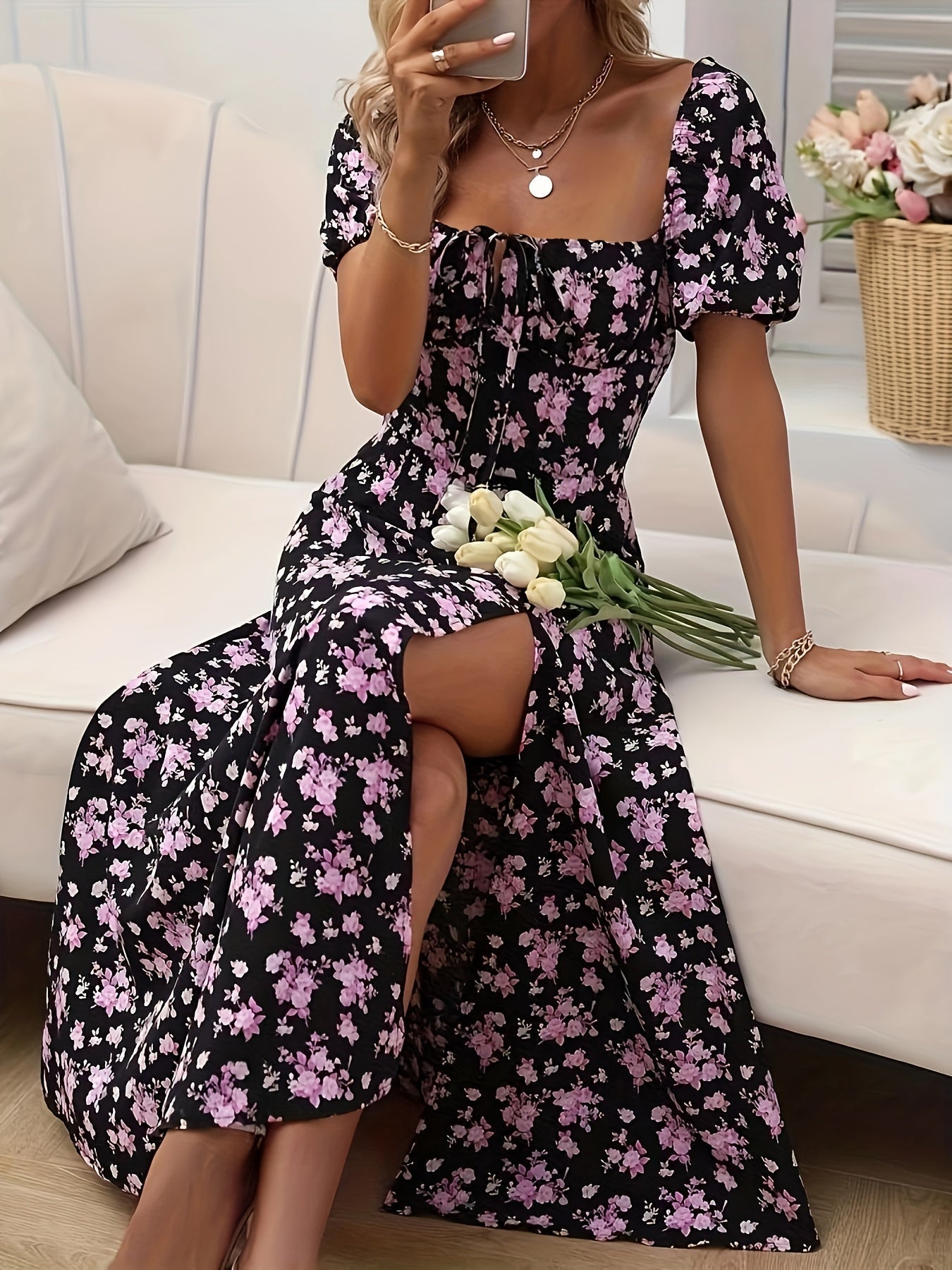 Rosea Feminine Floral Kjole