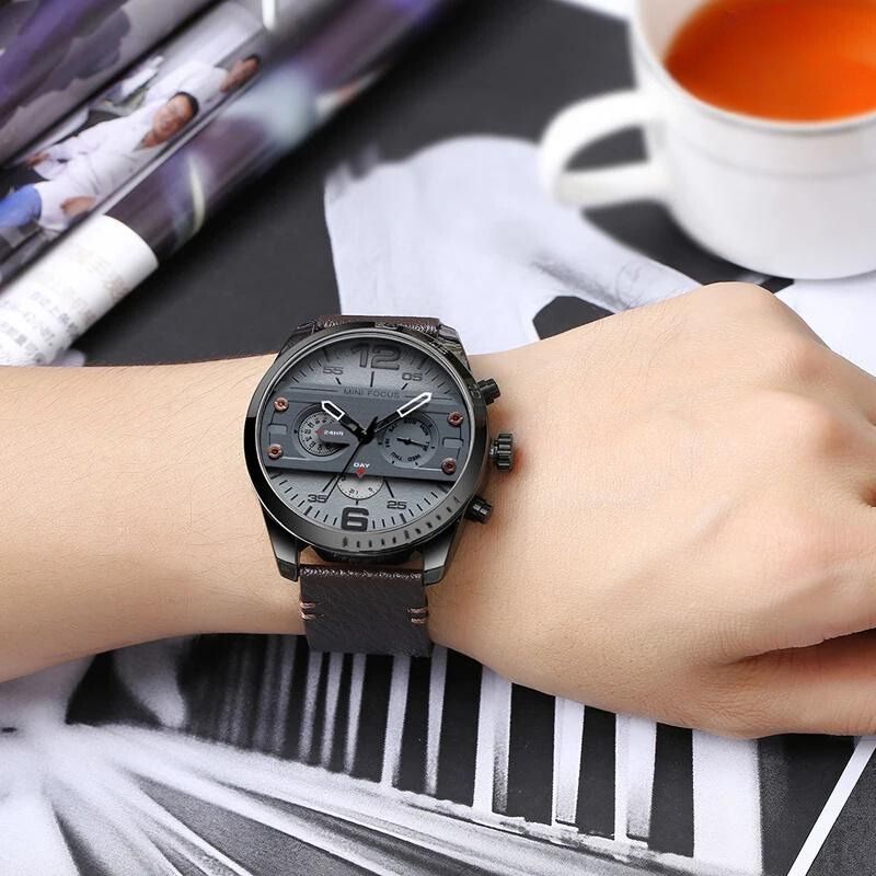 Luksus Læderrem Quartz Chronograph Sportsur