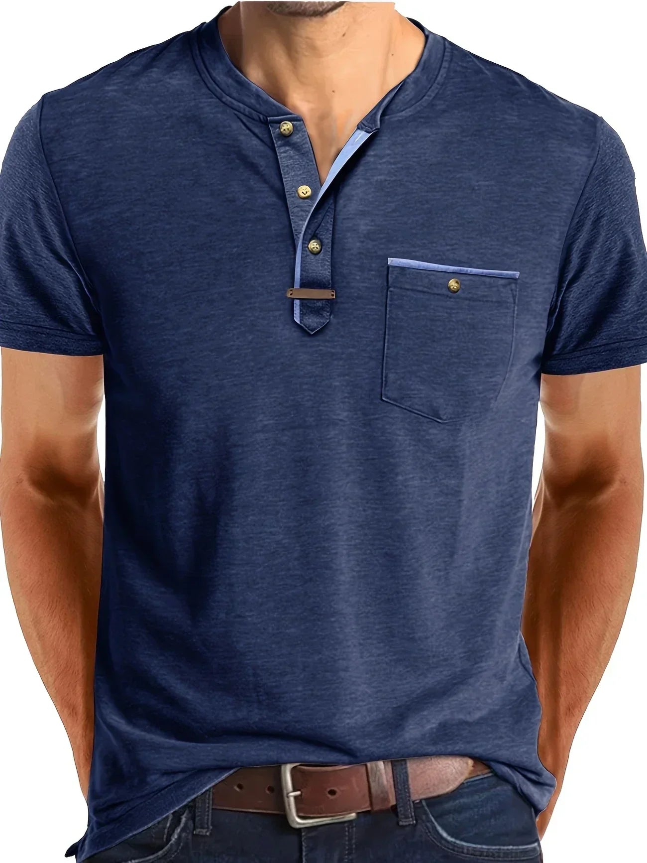 Saxon - Elegant Rund Hals T-shirt Med Lomme