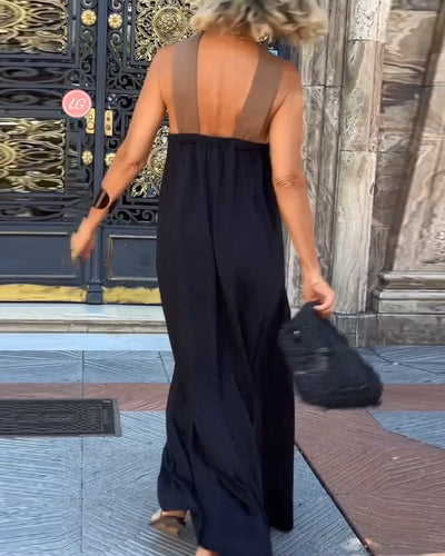 Rosea Elegant Maxi Kjole med Krydsede Stropper