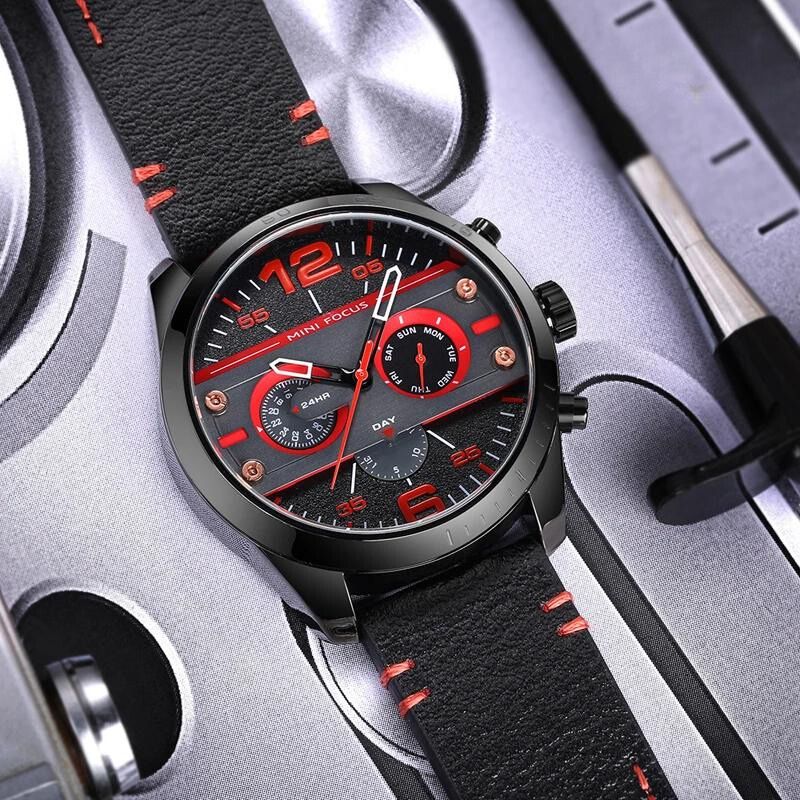 Luksus Læderrem Quartz Chronograph Sportsur