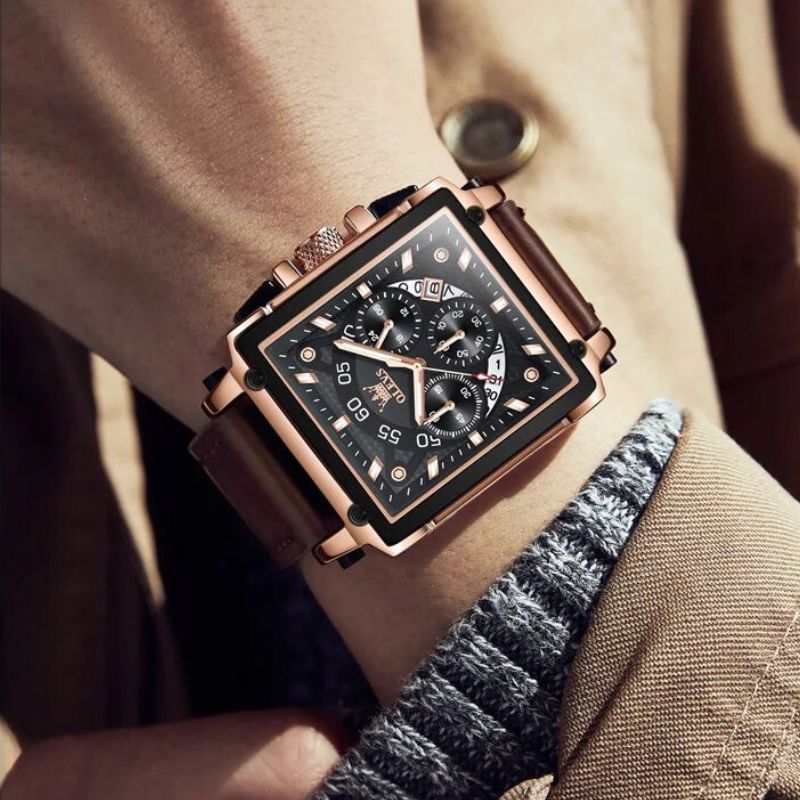 Mode Kvadrat Ur Chronograph