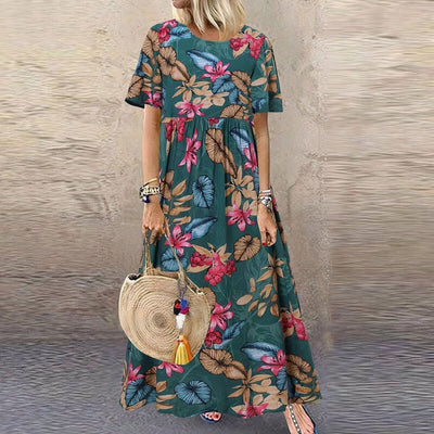 Elegant og Flydende Maxi Kjole Lotte™ med Blomster Charme™ - Olsen & Olsen - Olsen Official