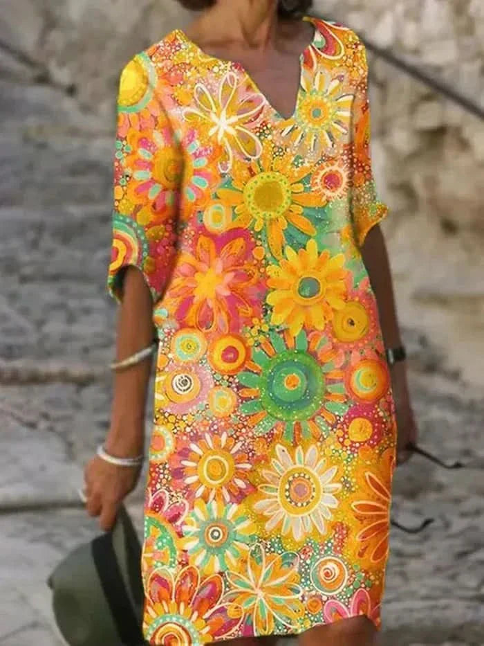 Farverig Blomstret Kjole Daisy™ | Olsen & Olsen - Olsen Official