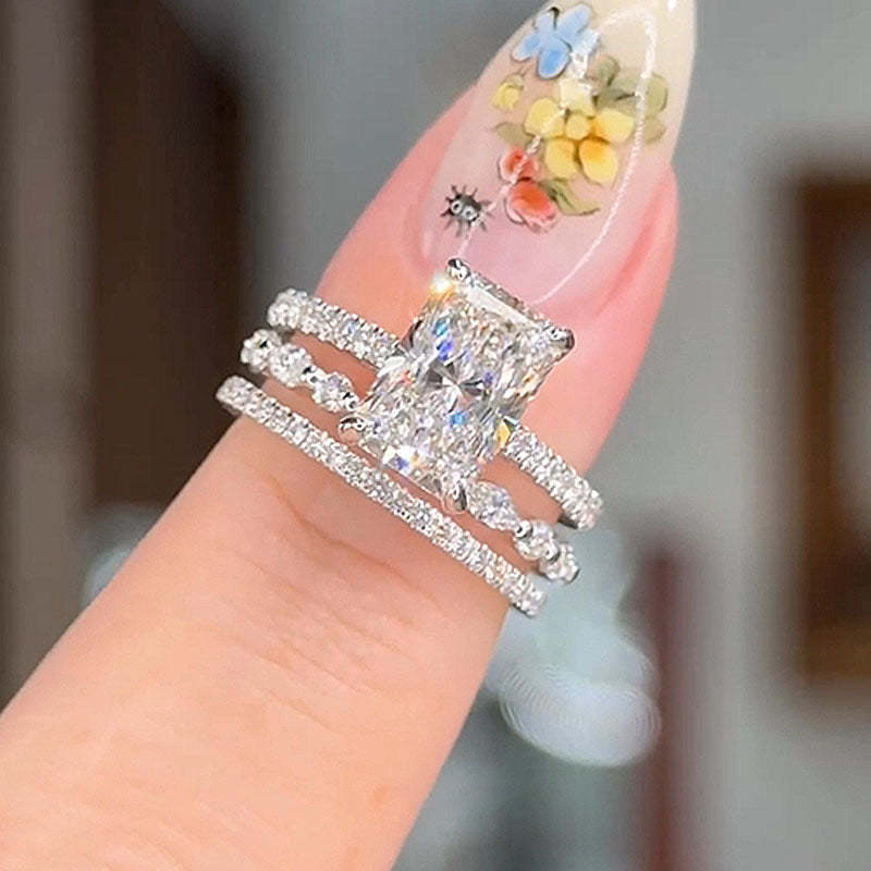 Maxine 3 Stykker Vielsesring Sæt | Hvidguld