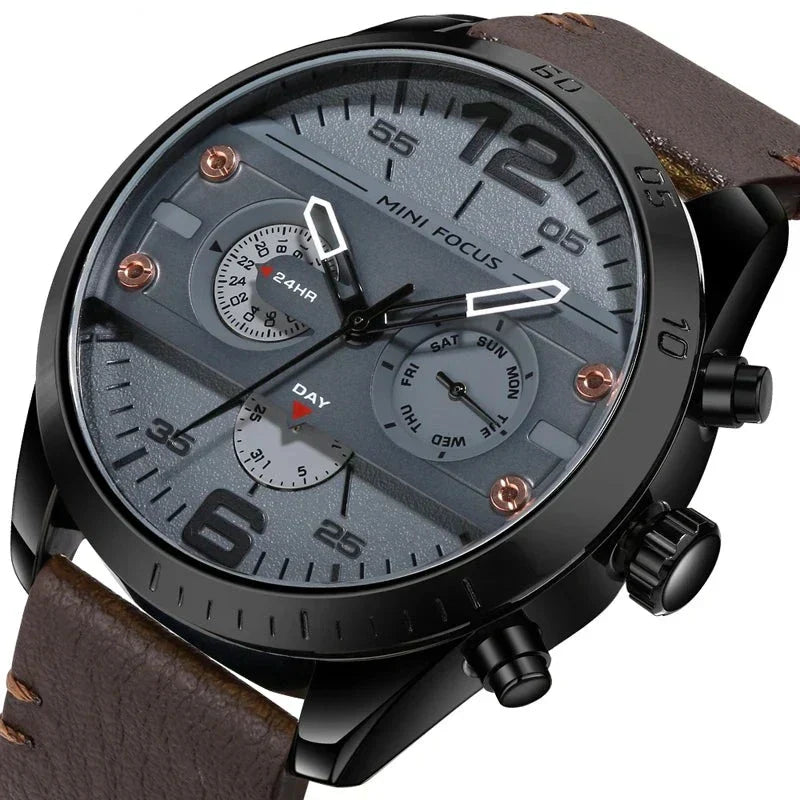 Luksus Læderrem Quartz Chronograph Sportsur