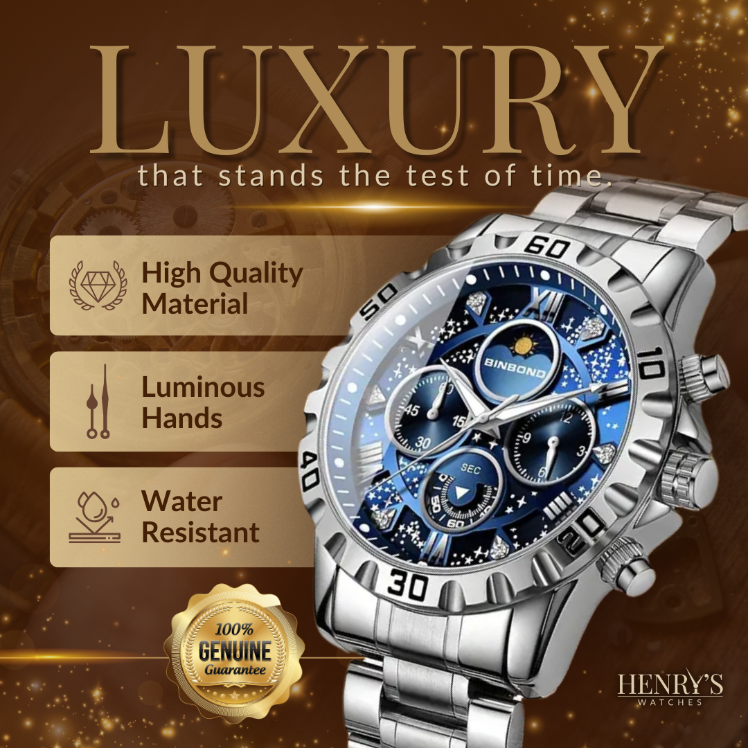 Luksus Chronograph Ur med Metalrem