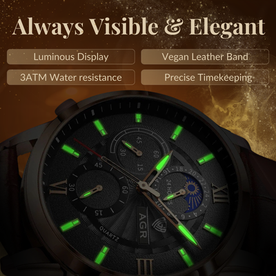 Luksus Læder Quartz Ur