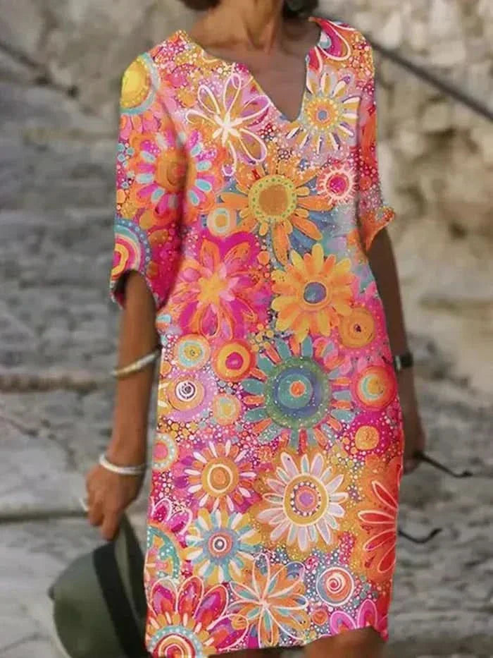 Farverig Blomstret Kjole Daisy™ | Olsen & Olsen - Olsen Official