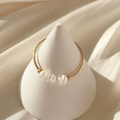 Magnolia-Sølvperle-Guldring