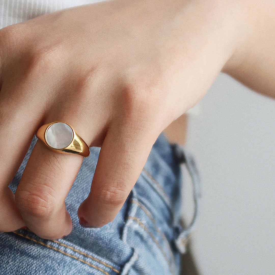 Perlemors Guld Ring