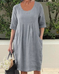 Eva™ | Ny Linned-Bomulds Kjole - Olsen Official