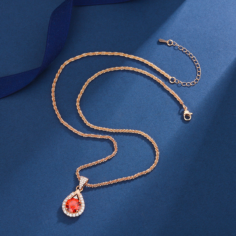 Karminrød Champagne Sæt | Rose Gold 14k