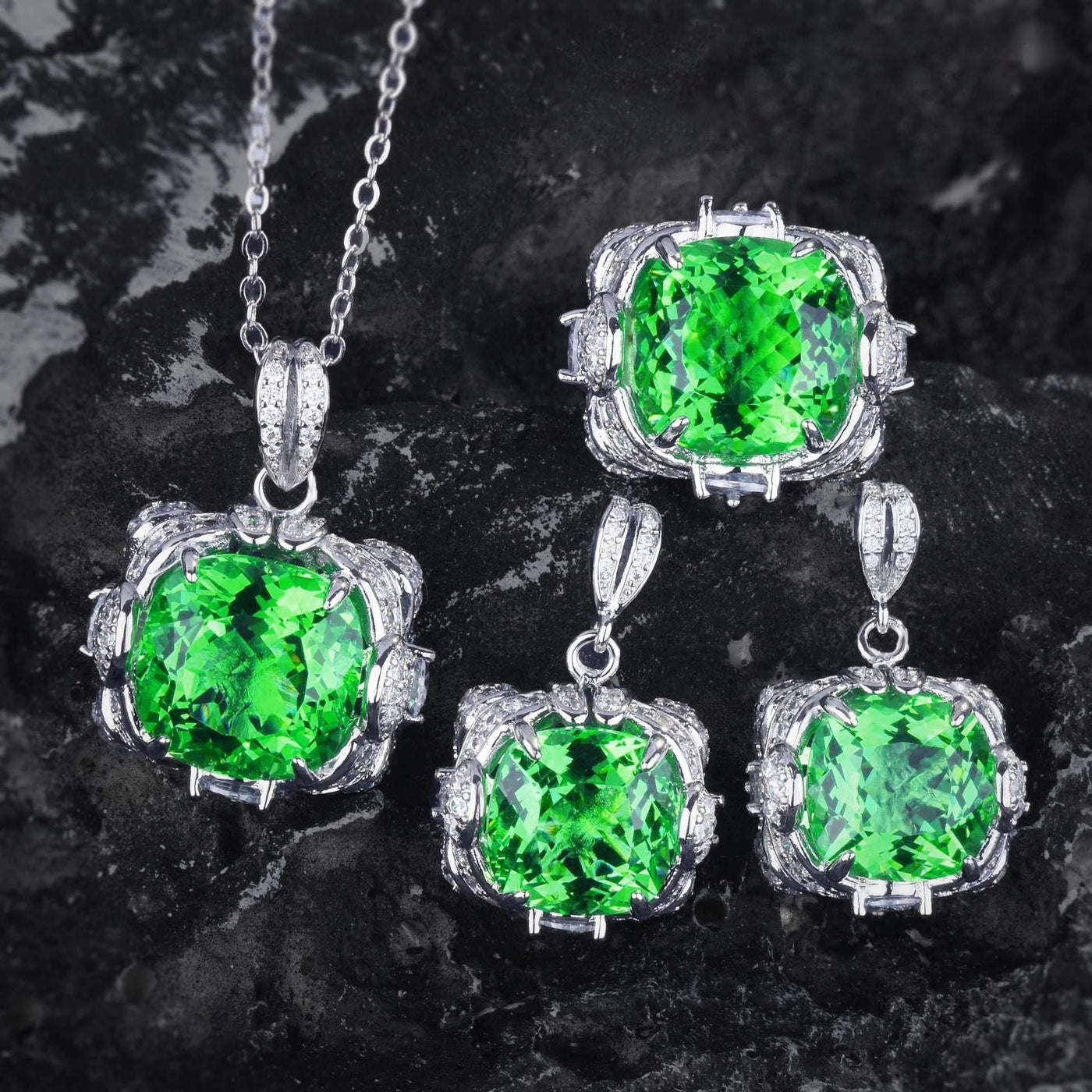 Velora Thandrelle Aquamarin Sæt | Hvidguld 14k