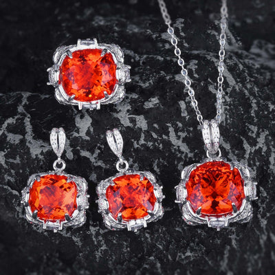 Velora Thandrelle Orange Sæt | Hvidguld 14k