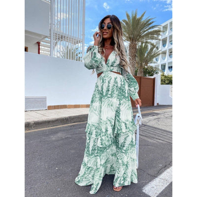 Maxi Kjole Rosea Elegant med Raffinerede Udsparinger