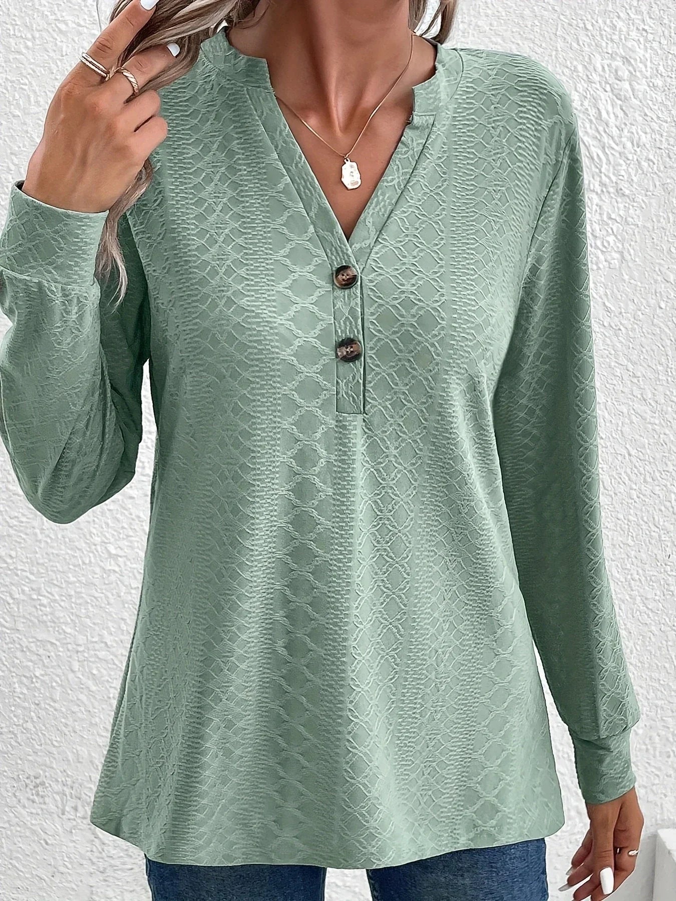 Struktureret Bluse med Knapper | Olsen & Olsen™