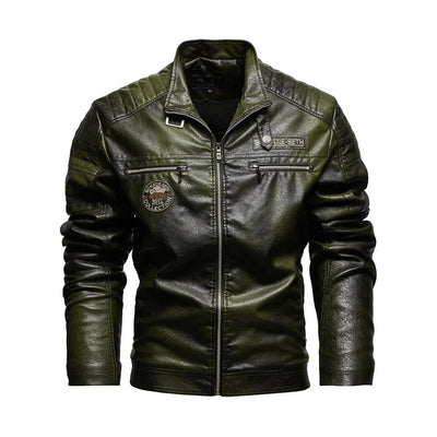 Tobias™ Rust – Rødbrun motorcykeljakke med patch-detaljer