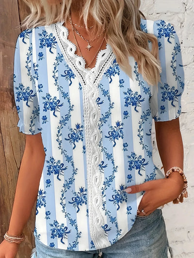 Blomster Blonde V-Hals Bluse | Olsen & Olsen™