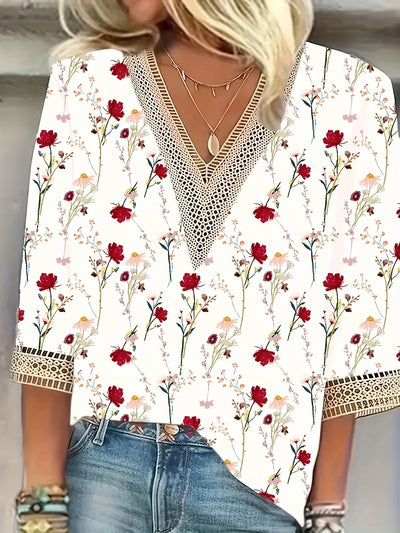 Boheme V-hals Bluse med Mønster | Olsen & Olsen™