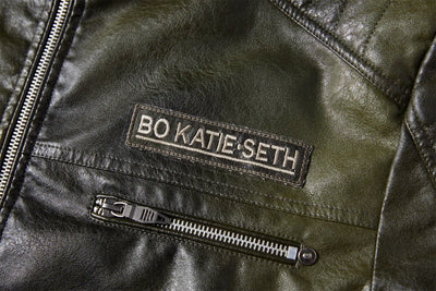 Tobias™ Rust – Rødbrun motorcykeljakke med patch-detaljer